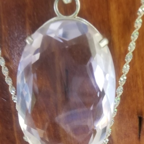 2 Stunning Baby Pink Crystal Pendants Mom and Daughter Set In 925. Silver - Picture 8 of 14